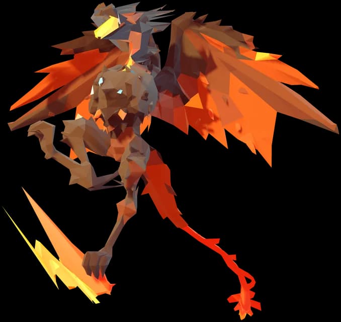 Cinderwyrm, flame-winged pyro dragon.