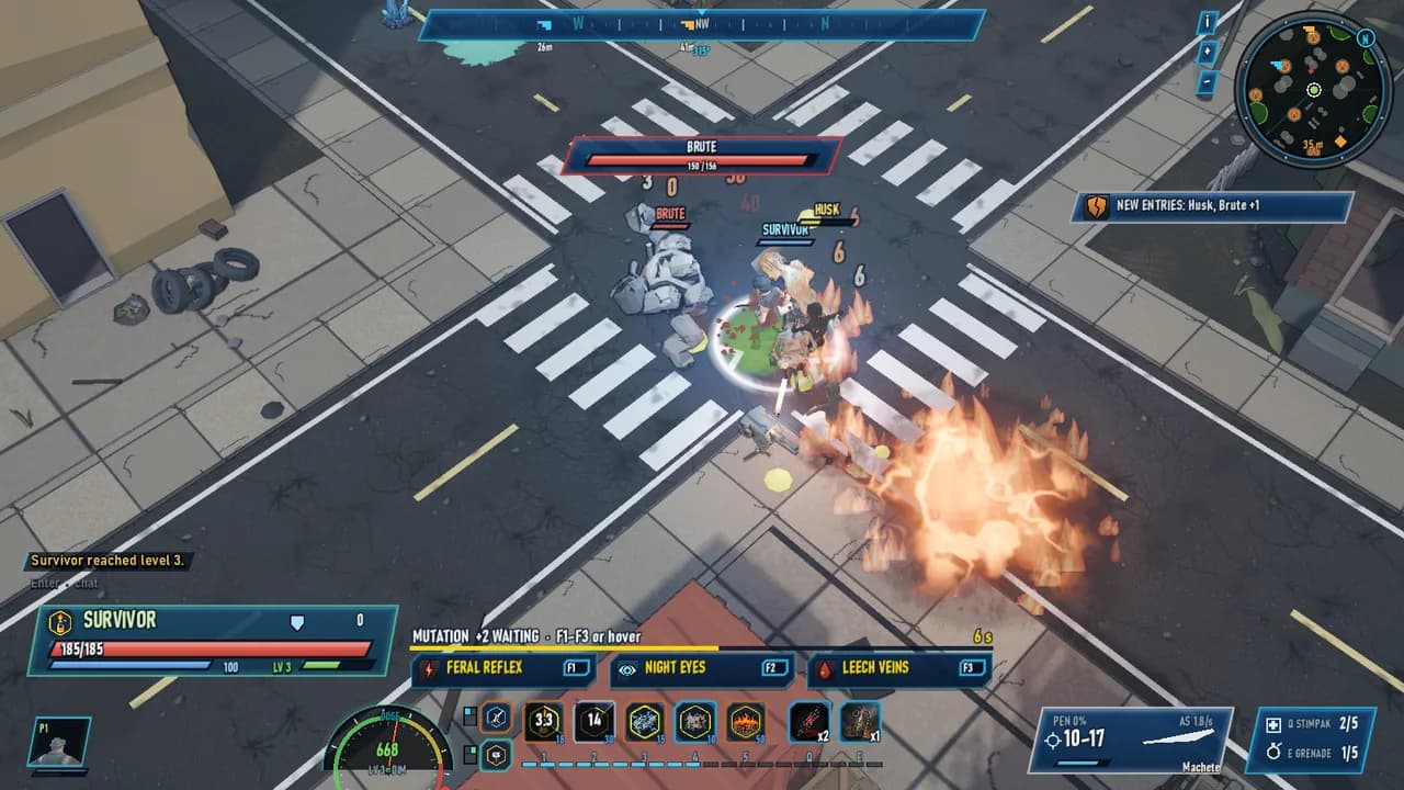Napalm and a turret against a Brute.