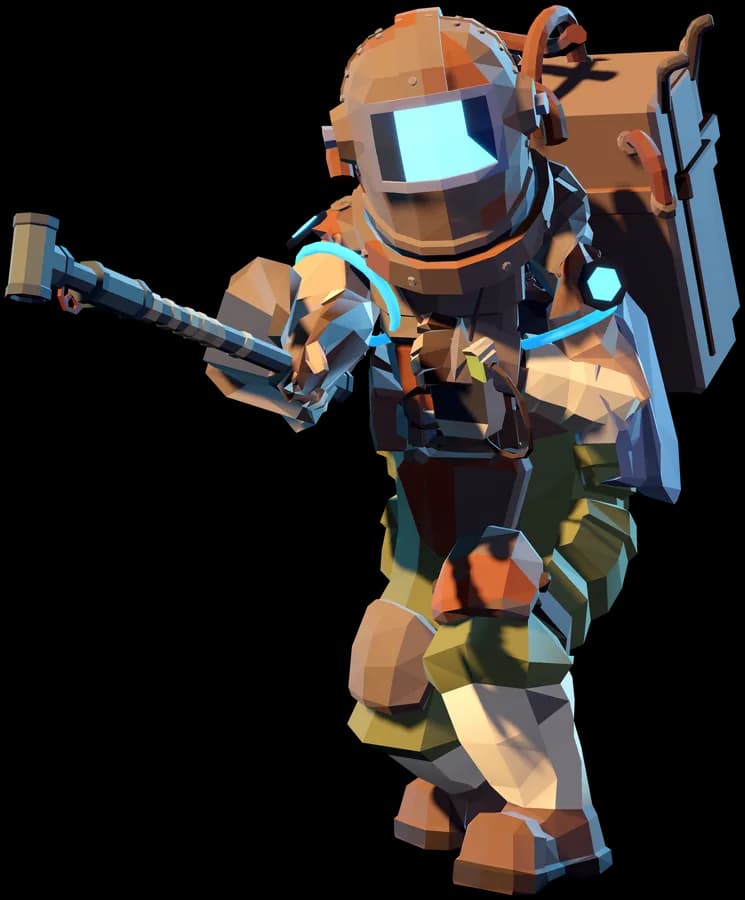 The Glowstick in a riveted diving helmet, mid overhead pipe smash.