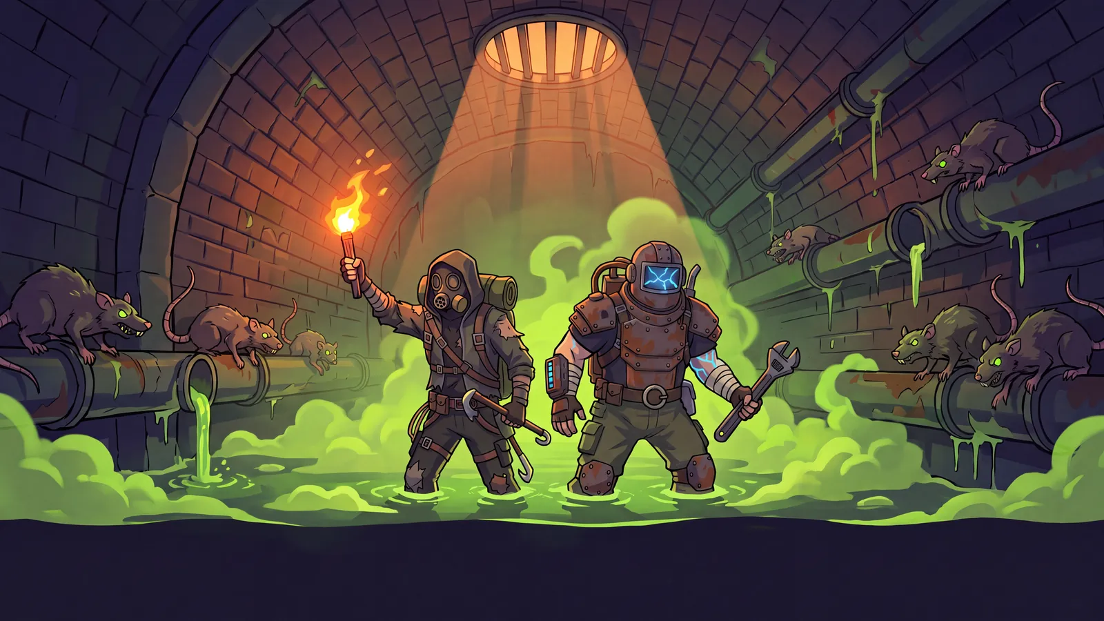 Ilustración: un túnel de alcantarillado que brilla.